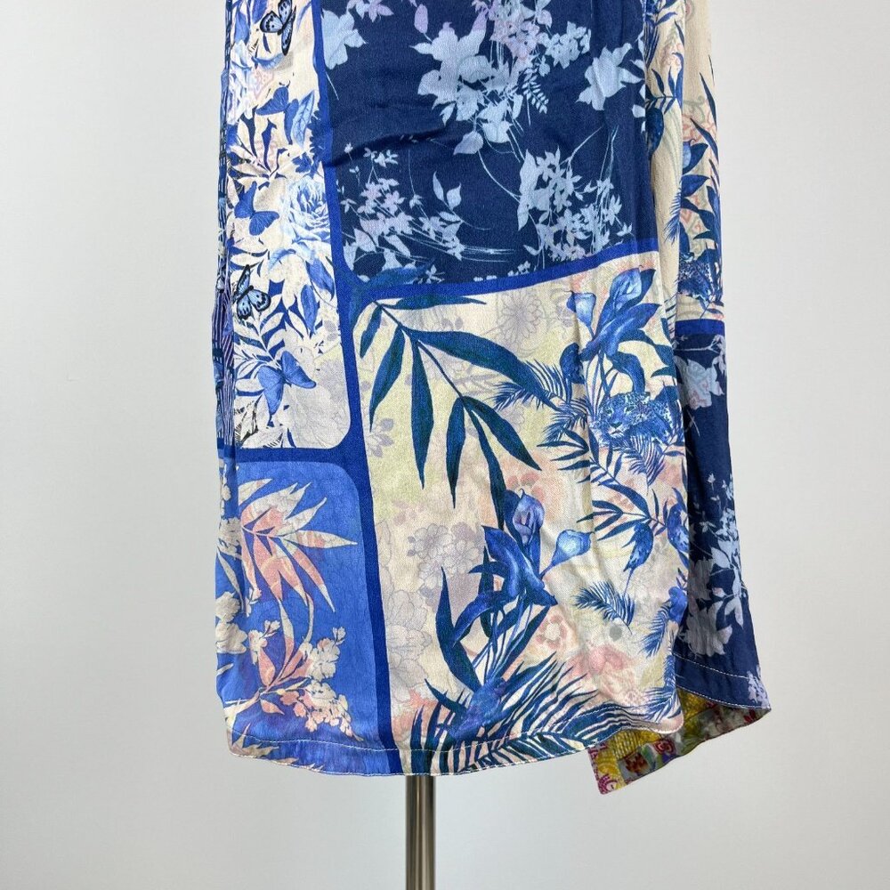 NWOT Johnny Was Anya Vest Floral Blue Open Front Hobo Chic Kimono Size S - Picture 8 of 14